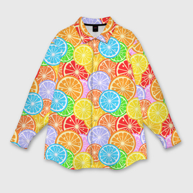 Мужская рубашка oversize 3D с принтом Ломтики цитрусовых фруктов в Белгороде,  |  | 