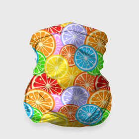 Бандана-труба 3D с принтом Ломтики цитрусовых фруктов в Курске, 100% полиэстер, ткань с особыми свойствами — Activecool | плотность 150‒180 г/м2; хорошо тянется, но сохраняет форму | 