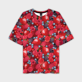 Мужская футболка oversize 3D с принтом Свежие ягоды   ассорти ,  |  | 