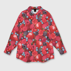 Мужская рубашка oversize 3D с принтом Свежие ягоды   ассорти в Тюмени,  |  | Тематика изображения на принте: 