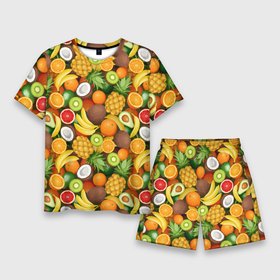 Мужской костюм с шортами 3D с принтом Тропические фрукты   ассорти в Курске,  |  | Тематика изображения на принте: 