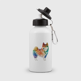 Бутылка спортивная с принтом Северная ездовая собака арт , металл | емкость — 500 мл, в комплекте две пластиковые крышки и карабин для крепления | 