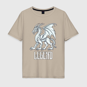 Мужская футболка хлопок Oversize с принтом Легендарный дракон в Тюмени, 100% хлопок | свободный крой, круглый ворот, “спинка” длиннее передней части | 
