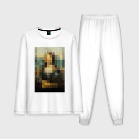 Мужская пижама с лонгсливом хлопок с принтом Пиксель Мона Лиза в Петрозаводске,  |  | 