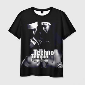 Мужская футболка 3D с принтом Techno temple compilation в Екатеринбурге, 100% полиэфир | прямой крой, круглый вырез горловины, длина до линии бедер | 