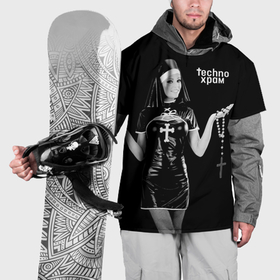 Накидка на куртку 3D с принтом Techno храм монашка секси в латексе в Тюмени, 100% полиэстер |  | Тематика изображения на принте: 