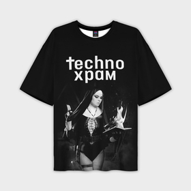 Мужская футболка oversize 3D с принтом Techno храм монашка колдунья ,  |  | 