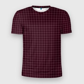 Мужская футболка 3D Slim с принтом Тёмно красный в клетку в Тюмени, 100% полиэстер с улучшенными характеристиками | приталенный силуэт, круглая горловина, широкие плечи, сужается к линии бедра | 