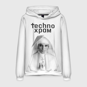 Мужская толстовка 3D с принтом Techno храм монашка улыбается в Екатеринбурге, 100% полиэстер | двухслойный капюшон со шнурком для регулировки, мягкие манжеты на рукавах и по низу толстовки, спереди карман-кенгуру с мягким внутренним слоем. | 