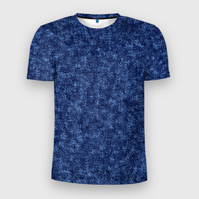 Мужская футболка 3D Slim с принтом Джинсовый цвет текстура в Курске, 100% полиэстер с улучшенными характеристиками | приталенный силуэт, круглая горловина, широкие плечи, сужается к линии бедра | 
