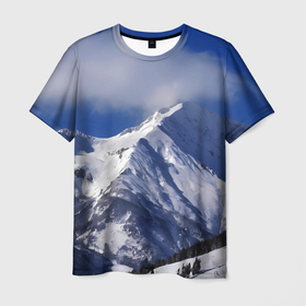 Мужская футболка 3D с принтом Красивые горы в топе в Курске, 100% полиэфир | прямой крой, круглый вырез горловины, длина до линии бедер | 