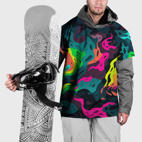Накидка на куртку 3D с принтом Яркие кислотные разноцветные пятна в виде камуфляжа в Тюмени, 100% полиэстер |  | 