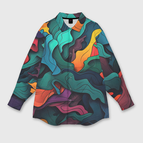 Мужская рубашка oversize 3D с принтом Яркие кислотные разноцветные пятна в виде  камуфляжа в Курске,  |  | 