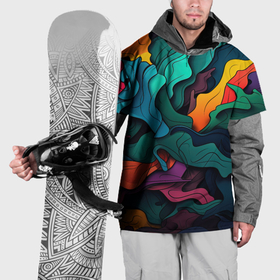 Накидка на куртку 3D с принтом Яркие кислотные разноцветные пятна в виде  камуфляжа в Санкт-Петербурге, 100% полиэстер |  | Тематика изображения на принте: 