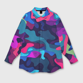 Мужская рубашка oversize 3D с принтом Яркие кислотная разноцветные  пятна  в  виде  камуфляжа в Курске,  |  | 