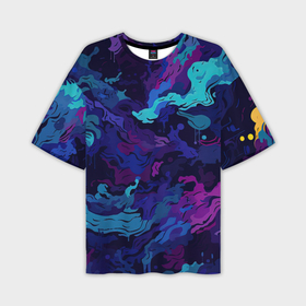 Мужская футболка oversize 3D с принтом Яркие кислотная  разноцветные  пятна  в  виде  камуфляжа в Санкт-Петербурге,  |  | Тематика изображения на принте: 
