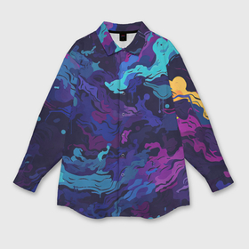 Мужская рубашка oversize 3D с принтом Яркие кислотная  разноцветные  пятна  в  виде  камуфляжа в Курске,  |  | 