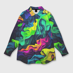 Мужская рубашка oversize 3D с принтом Яркие  кислотные  разноцветные  пятна  в  виде  камуфляжа в Курске,  |  | 