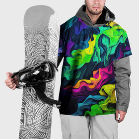 Накидка на куртку 3D с принтом Яркие  кислотные  разноцветные  пятна  в  виде  камуфляжа в Тюмени, 100% полиэстер |  | 