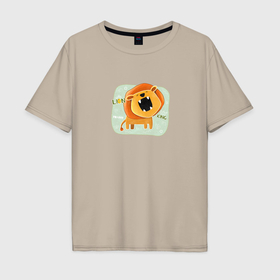 Мужская футболка хлопок Oversize с принтом Храбрый львенок в Курске, 100% хлопок | свободный крой, круглый ворот, “спинка” длиннее передней части | 