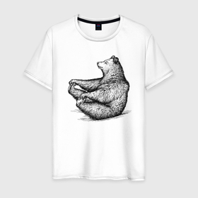 Мужская футболка хлопок с принтом Медведь дурачится в Белгороде, 100% хлопок | прямой крой, круглый вырез горловины, длина до линии бедер, слегка спущенное плечо. | 