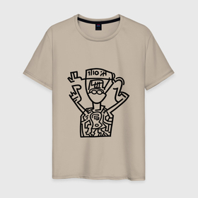 Мужская футболка хлопок с принтом Ботаник очкарик в Екатеринбурге, 100% хлопок | прямой крой, круглый вырез горловины, длина до линии бедер, слегка спущенное плечо. | 