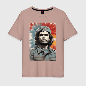 Мужская футболка хлопок Oversize с принтом Портрет Че Гевара в Кировске, 100% хлопок | свободный крой, круглый ворот, “спинка” длиннее передней части | 