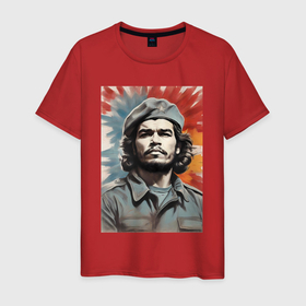 Мужская футболка хлопок с принтом Портрет Че Гевара , 100% хлопок | прямой крой, круглый вырез горловины, длина до линии бедер, слегка спущенное плечо. | 