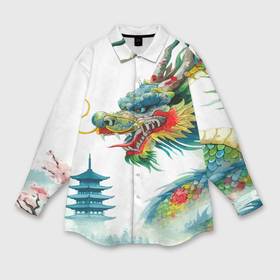 Мужская рубашка oversize 3D с принтом Japanese watercolor dragon   art в Екатеринбурге,  |  | 