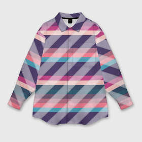 Мужская рубашка oversize 3D с принтом Косая клетка: разные оттенки фиолетового ,  |  | 