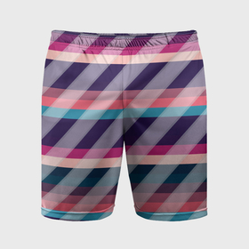Мужские шорты спортивные с принтом Косая клетка: разные оттенки фиолетового ,  |  | 