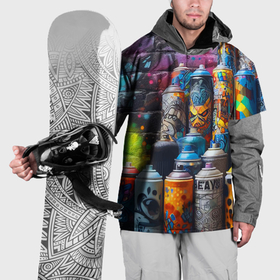 Накидка на куртку 3D с принтом Баллончики с краской   граффити в Белгороде, 100% полиэстер |  | Тематика изображения на принте: 