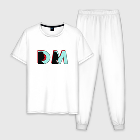 Мужская пижама хлопок с принтом Depeche Mode   DM logo в Санкт-Петербурге, 100% хлопок | брюки и футболка прямого кроя, без карманов, на брюках мягкая резинка на поясе и по низу штанин
 | 