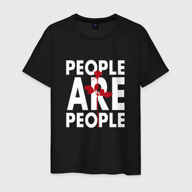 Мужская футболка хлопок с принтом Depeche Mode   People are people rose в Новосибирске, 100% хлопок | прямой крой, круглый вырез горловины, длина до линии бедер, слегка спущенное плечо. | 