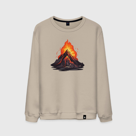 Мужской свитшот хлопок с принтом Огненный вулкан , 100% хлопок |  | Тематика изображения на принте: 