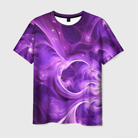 Мужская футболка 3D с принтом Фиолетовая фрактальная абстракция в Белгороде, 100% полиэфир | прямой крой, круглый вырез горловины, длина до линии бедер | Тематика изображения на принте: 