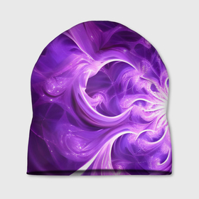 Шапка 3D с принтом Фиолетовая фрактальная абстракция в Петрозаводске, 100% полиэстер | универсальный размер, печать по всей поверхности изделия | 