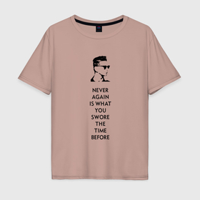 Мужская футболка хлопок Oversize с принтом Depeche Mode   Never again в Курске, 100% хлопок | свободный крой, круглый ворот, “спинка” длиннее передней части | 