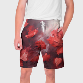 Мужские шорты 3D с принтом Красные маки   живопись в Петрозаводске,  полиэстер 100% | прямой крой, два кармана без застежек по бокам. Мягкая трикотажная резинка на поясе, внутри которой широкие завязки. Длина чуть выше колен | 