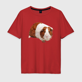 Мужская футболка хлопок Oversize с принтом Морская свинка в полигональном стиле , 100% хлопок | свободный крой, круглый ворот, “спинка” длиннее передней части | 