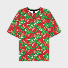 Мужская футболка oversize 3D с принтом Свежая красная клубника в Курске,  |  | Тематика изображения на принте: 