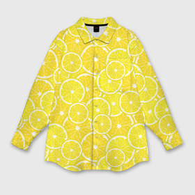 Мужская рубашка oversize 3D с принтом Ломтики жёлтого лимона в Петрозаводске,  |  | 