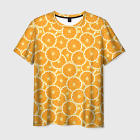 Мужская футболка 3D с принтом Ломтики апельсина в Тюмени, 100% полиэфир | прямой крой, круглый вырез горловины, длина до линии бедер | Тематика изображения на принте: 