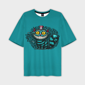 Мужская футболка oversize 3D с принтом Чеширский кот в шляпе в Тюмени,  |  | Тематика изображения на принте: 