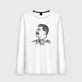 Мужской лонгслив хлопок с принтом Профиль Сталина в Тюмени, 100% хлопок |  | Тематика изображения на принте: 
