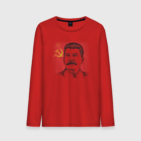 Мужской лонгслив хлопок с принтом Сталин с флагом СССР в Кировске, 100% хлопок |  | 