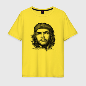 Мужская футболка хлопок Oversize с принтом Эрнесто Че Гевара портрет в Екатеринбурге, 100% хлопок | свободный крой, круглый ворот, “спинка” длиннее передней части | 