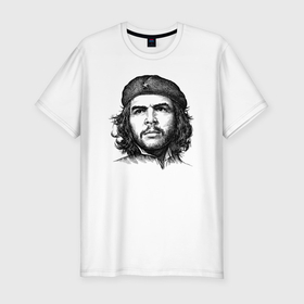 Мужская футболка хлопок Slim с принтом Эрнесто Че Гевара портрет в Новосибирске, 92% хлопок, 8% лайкра | приталенный силуэт, круглый вырез ворота, длина до линии бедра, короткий рукав | 