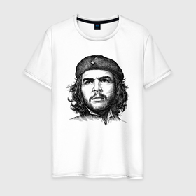 Мужская футболка хлопок с принтом Эрнесто Че Гевара портрет в Тюмени, 100% хлопок | прямой крой, круглый вырез горловины, длина до линии бедер, слегка спущенное плечо. | 