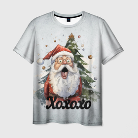 Мужская футболка 3D с принтом Санта кричит в Екатеринбурге, 100% полиэфир | прямой крой, круглый вырез горловины, длина до линии бедер | 